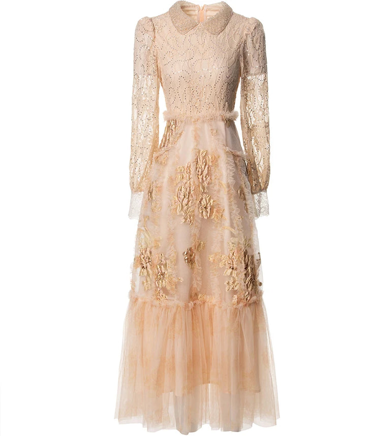 Turn-Down Collar Fashion Sequins Dress