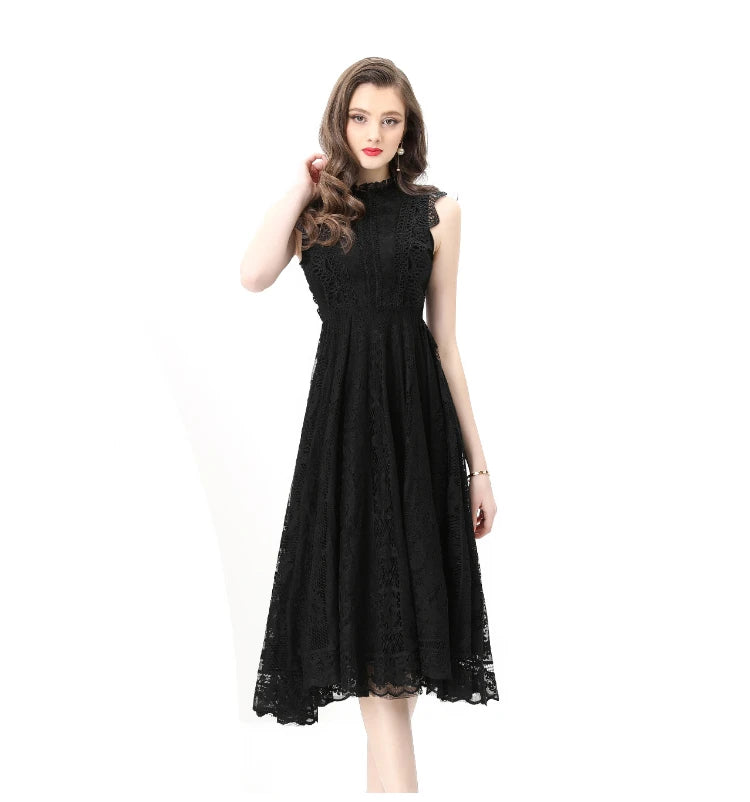 Refined Splice Embroidery Slim Dress