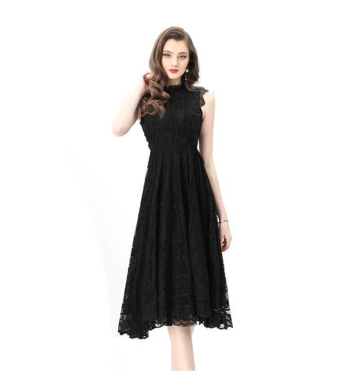 Refined Splice Embroidery Slim Dress