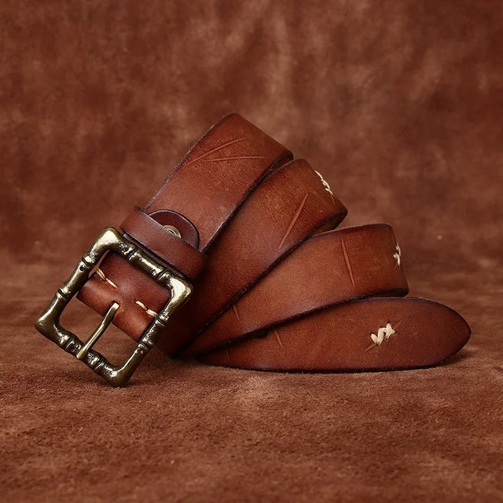 Distressed First Layer Cowhide Leather Belt