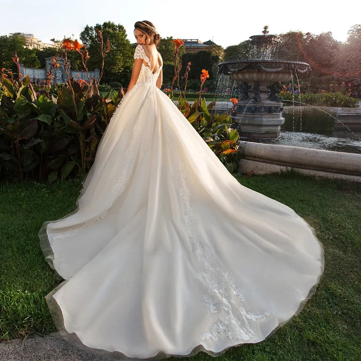 Exquisite Short Sleeve Bridal Couture Dress