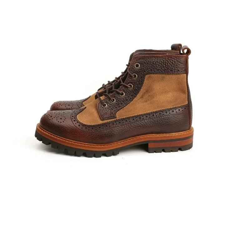 Handcrafted Round Toe Tooling Brogue Shoes