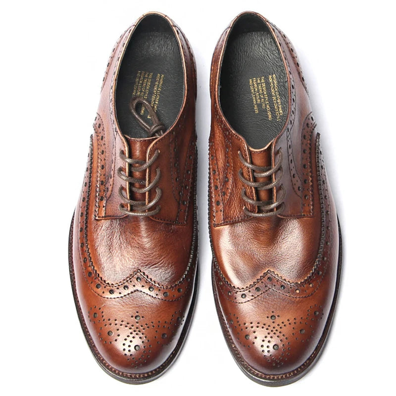 British Stylish Block Design Brogue Shoes