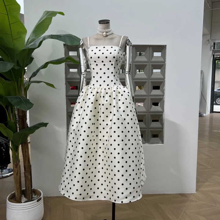 Elegant Sweet Polka Dots Sleeveless Dress