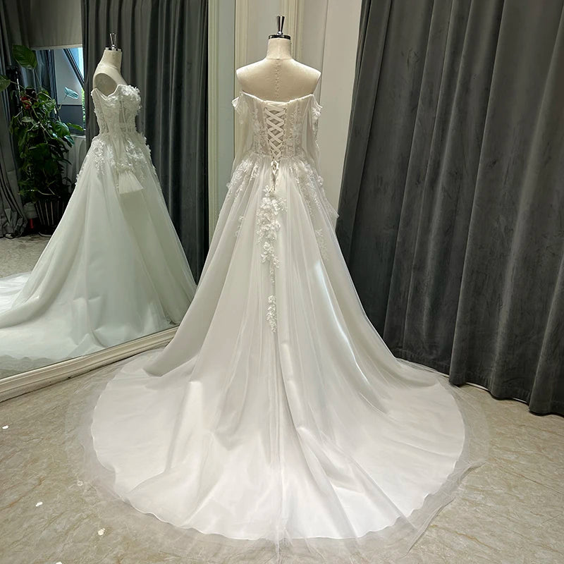 Elegant Deep V-Neck Bridal Gown