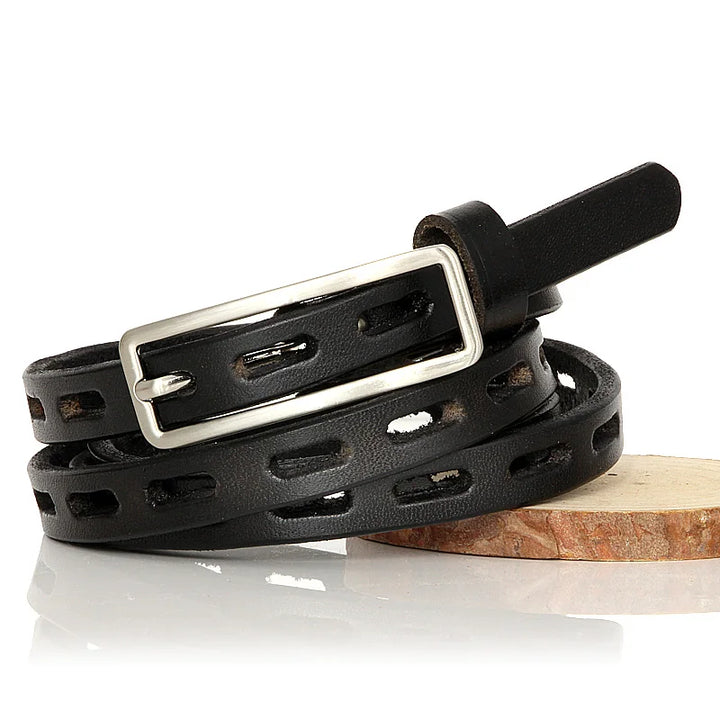 Natural Leather Thin Pin Buckle Belt