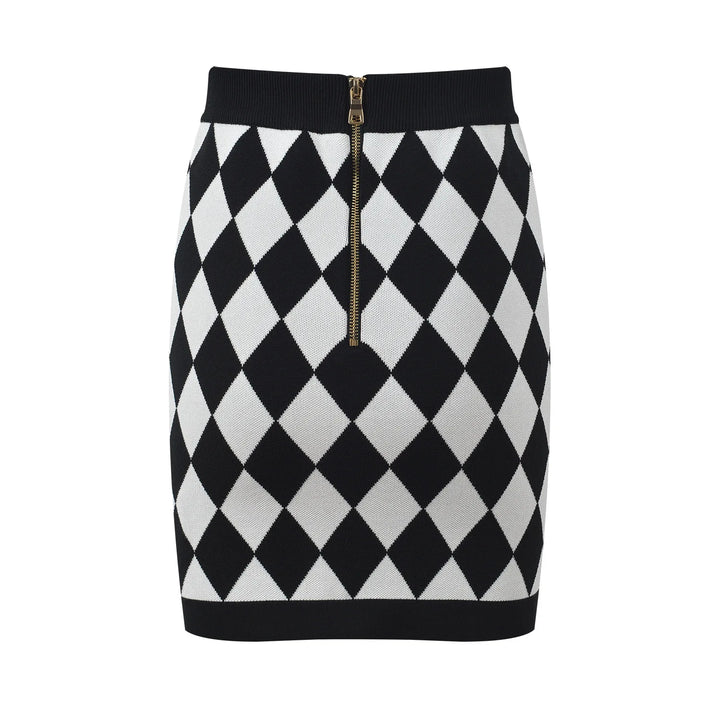 Plaid Single-breasted Mini Pencil Skirt