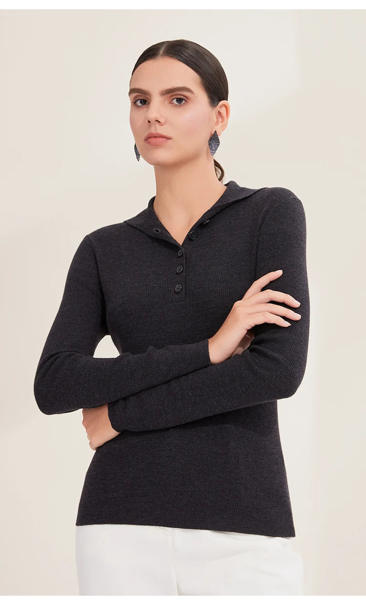 Lovely Merino Wool Polo Sweater