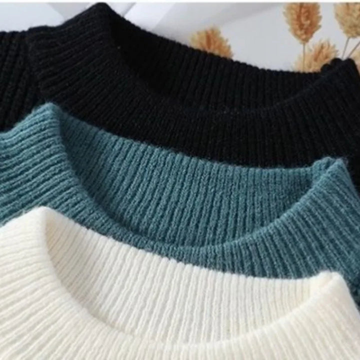 Versatile Round Neck Pullover Sweater