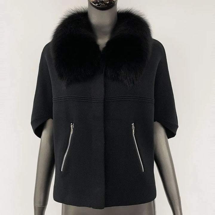 Luxury Fur Collar Knitted Coat