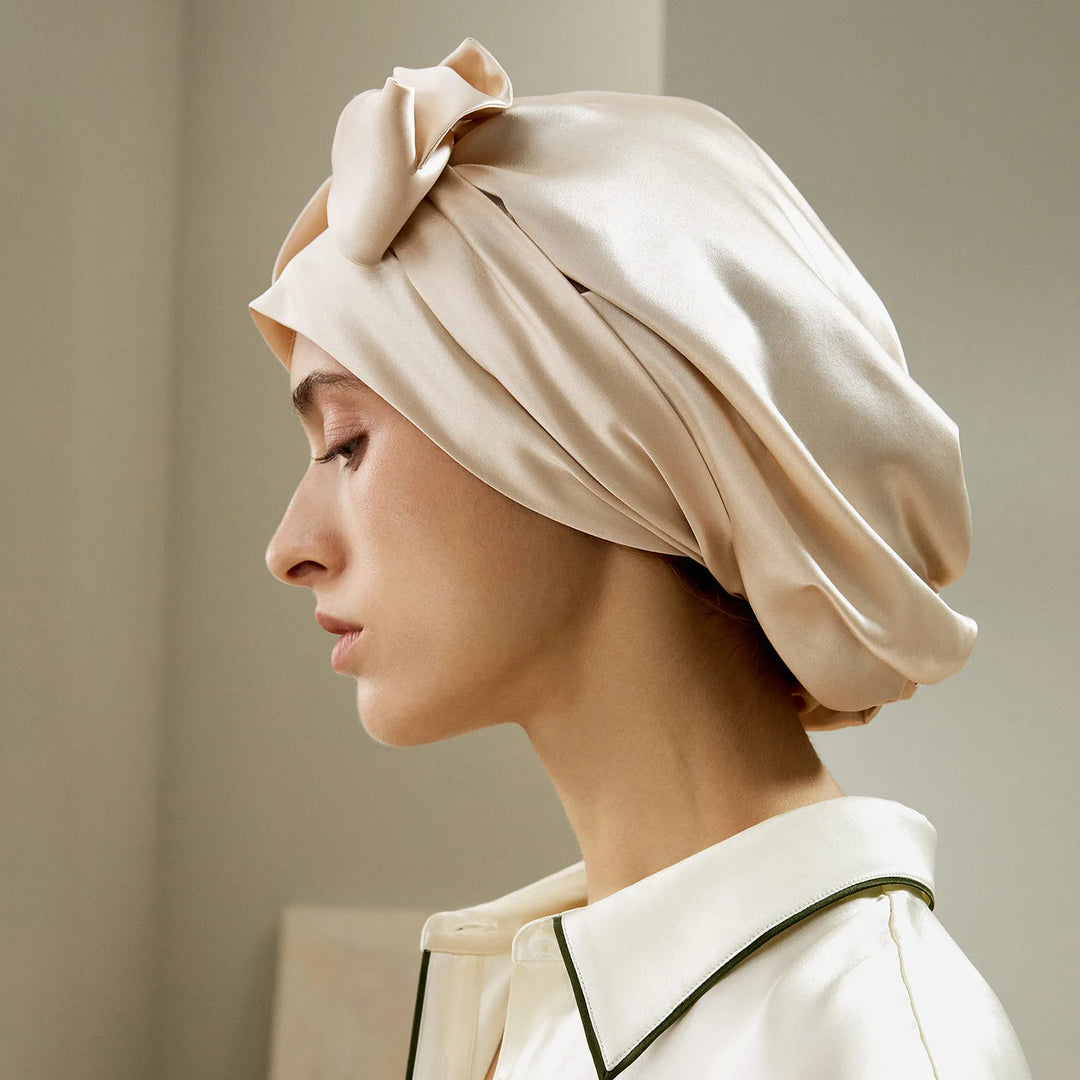 Adjustable Band Pure Silk Tie Bonnet