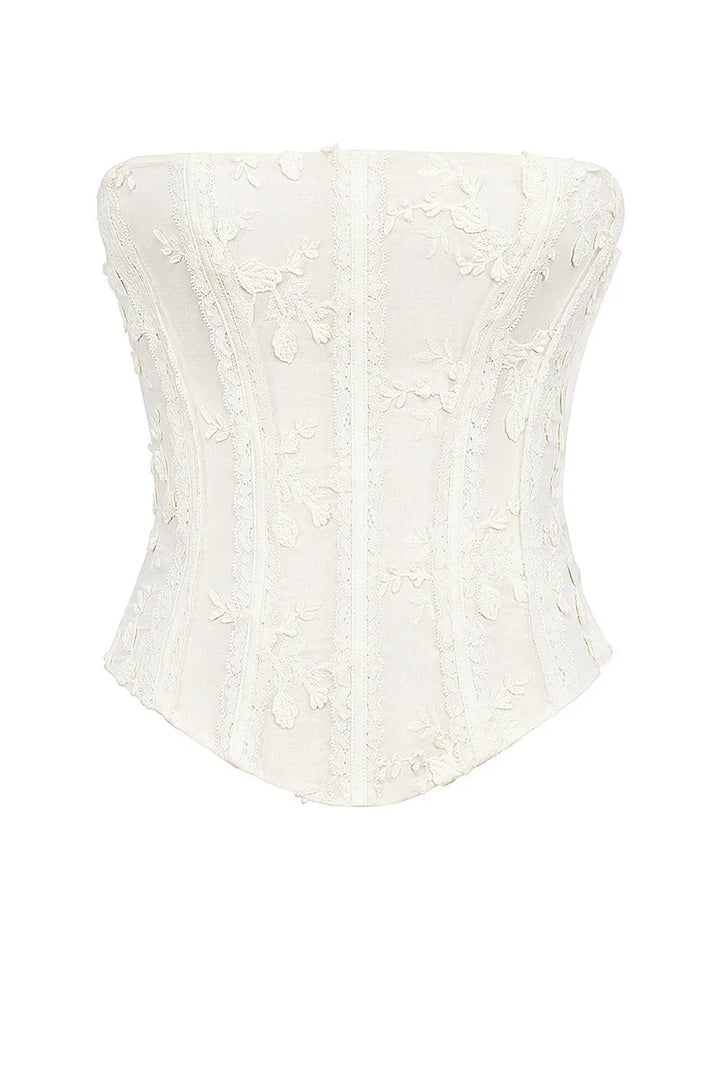 Embroidery Lace-Up 2-Piece Skirt Suit
