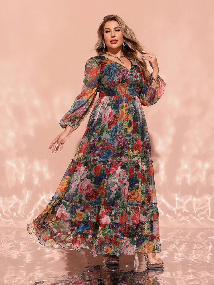 Lantern Sleeves Women's Plus Size Maxi Dress | All For Me Today Lantern Sleeves Women's Plus Size Maxi Dress | All For Me Today