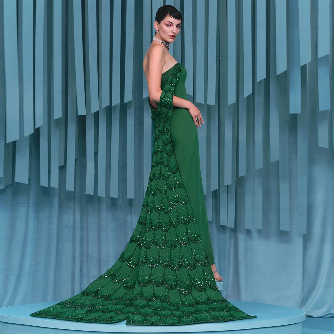 Radiant Green Sheath Evening Dress