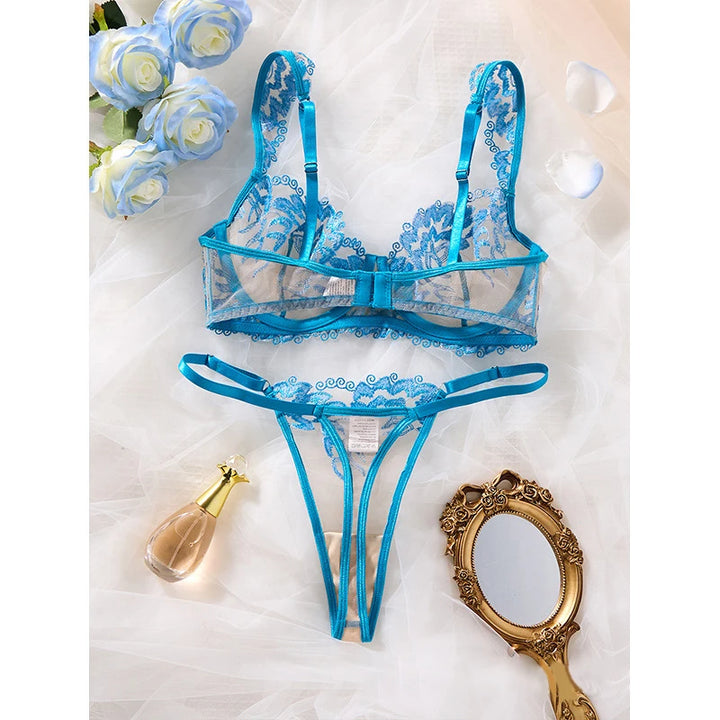 Delicate Mesh Embroidery Lingerie