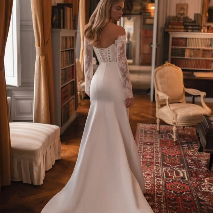 Regal High Split Bridal Dress