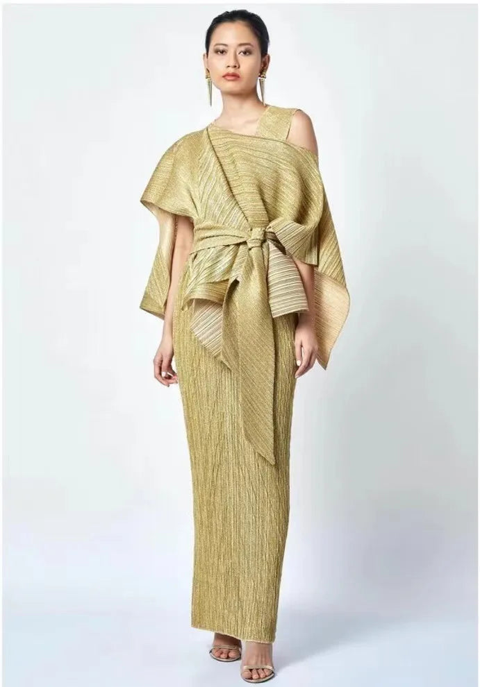 Elegant Pleated Women's 2-Piece Outfit Set