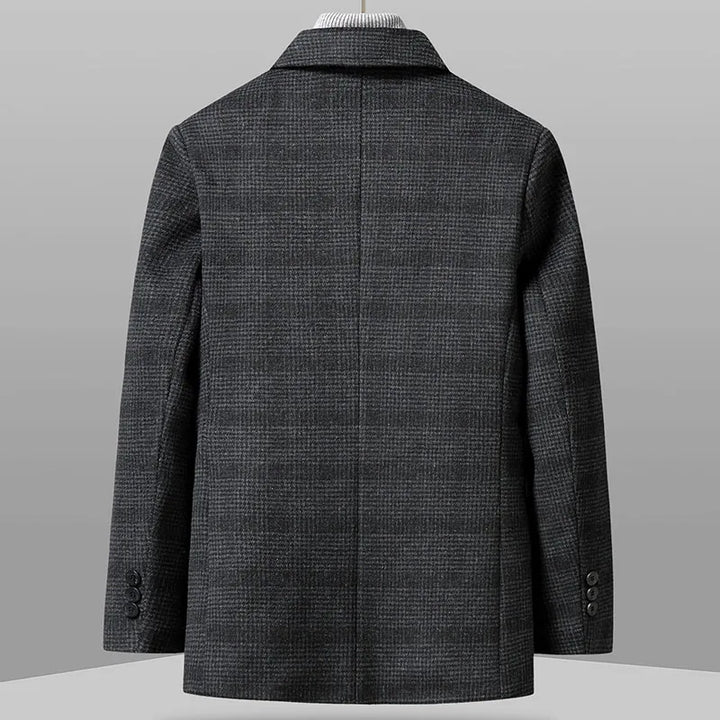 Warm Woolen Plaid Windproof Overcoat