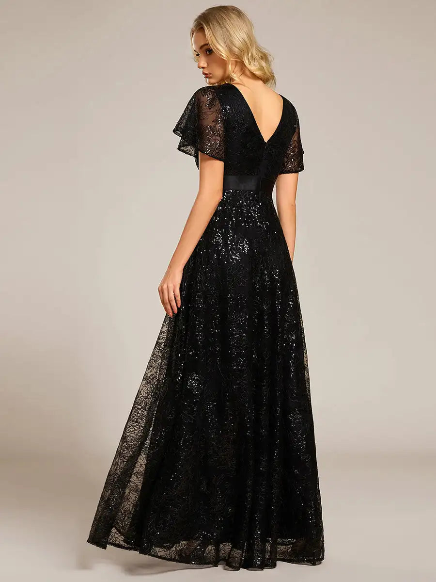 Gorgeous Sequined Floor-Length Gown