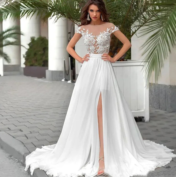 Simple Appliques Beading Bridal Gown