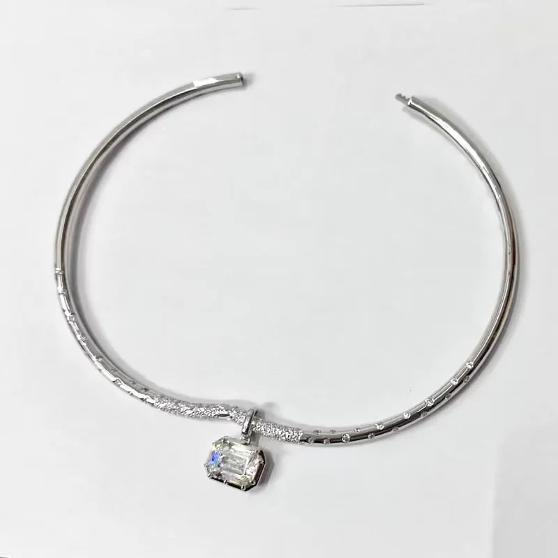 Luxury Pure Silver Torques Pendant Necklace