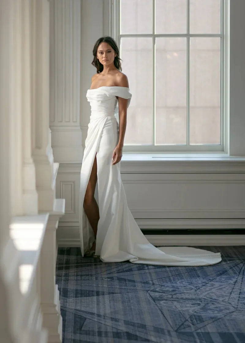 Soft Perfect Pleated Wedding Gown