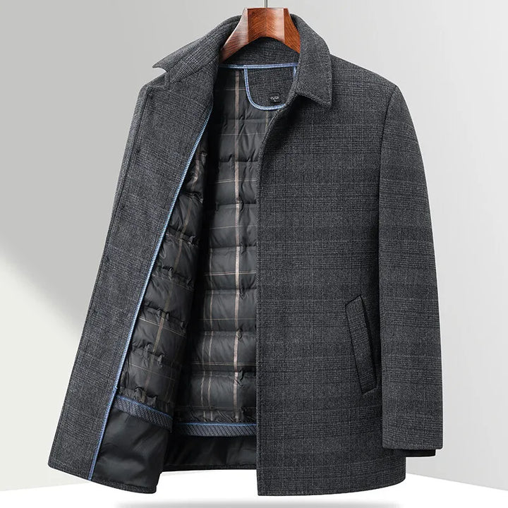 Refined Wool Checkered Coat