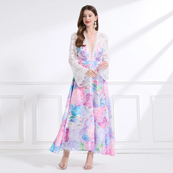 Refined Floral Print Maxi Dress
