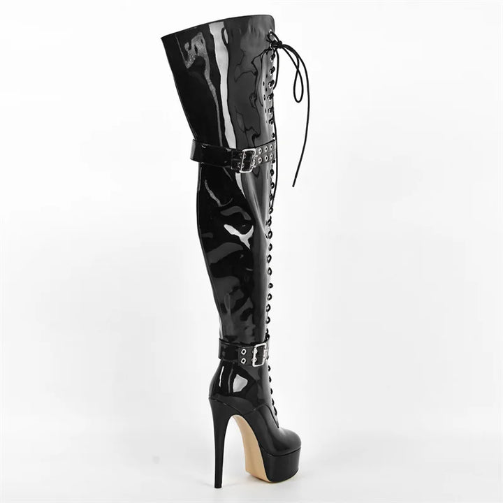Regal Buckle Side Zipper Knee High Boots