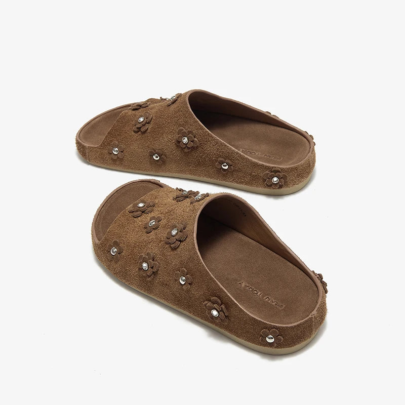 Classic Rivet Floral Slippers