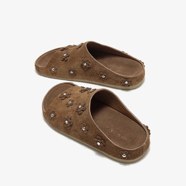 Classic Rivet Floral Slippers