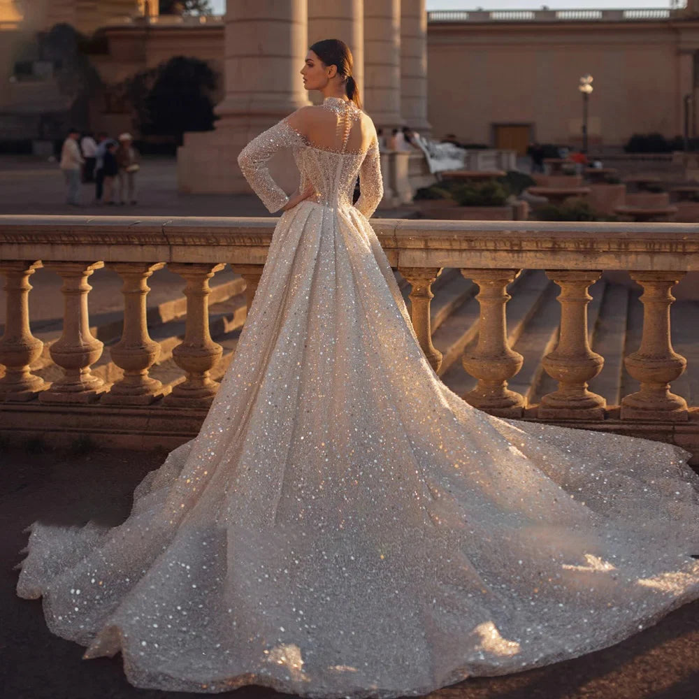 Stunning High Neck Wedding Gown