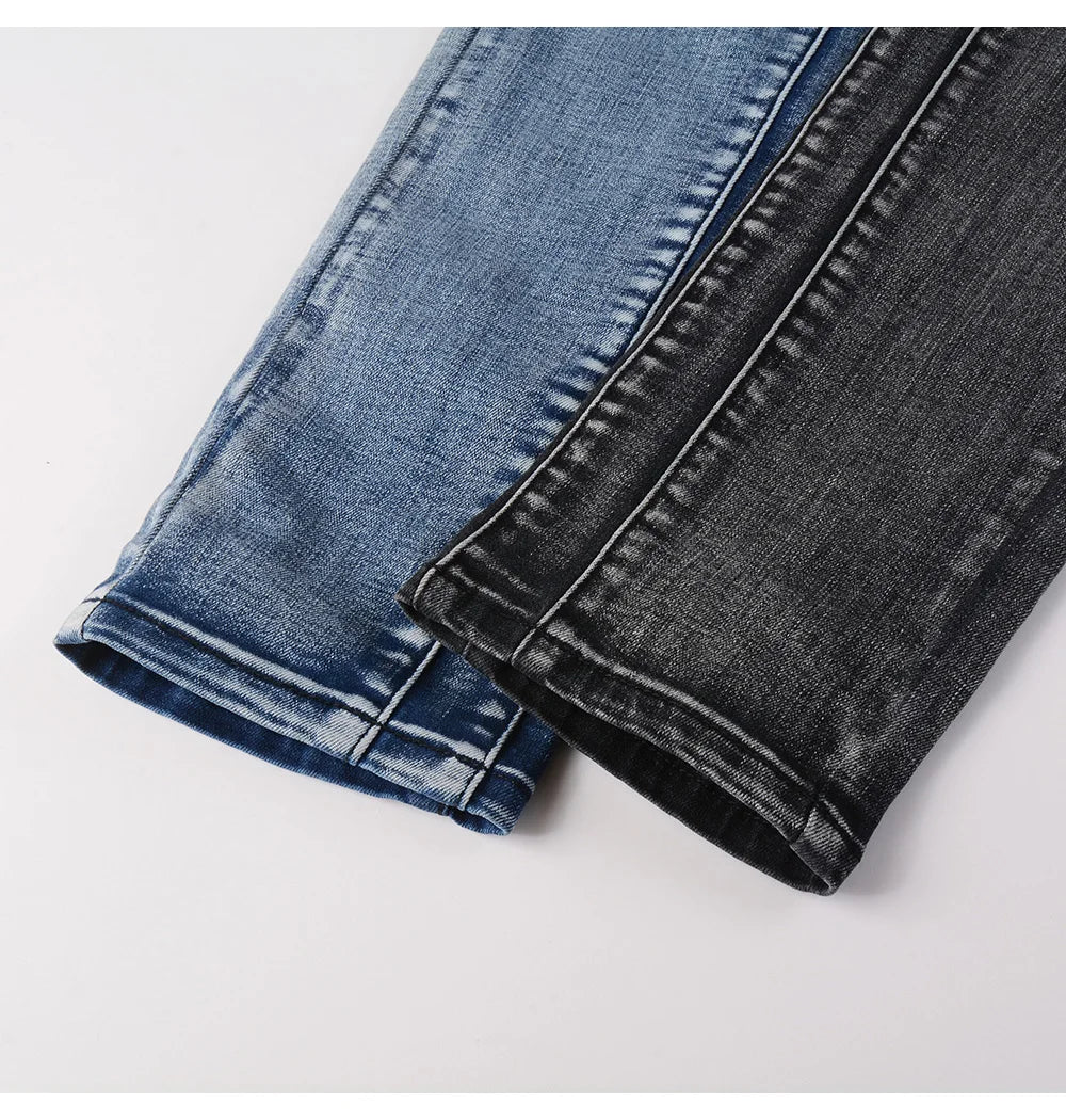 Spliced Two-Tones Denim Jeans Pants