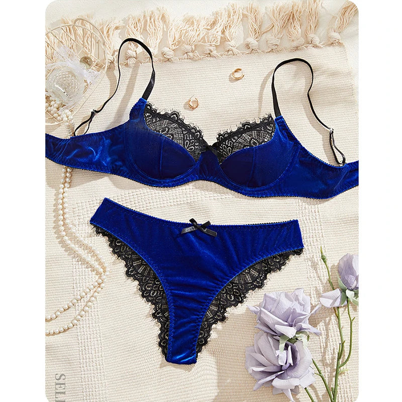 Refined Velvet Spliced Lingerie