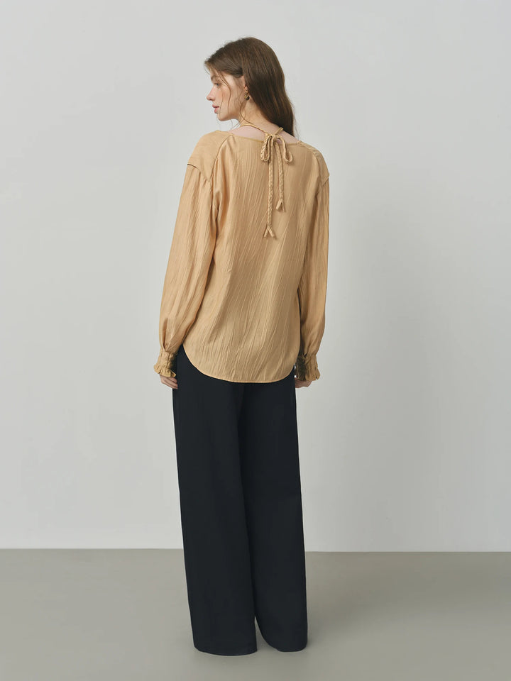 Unique V-neck Textured Top