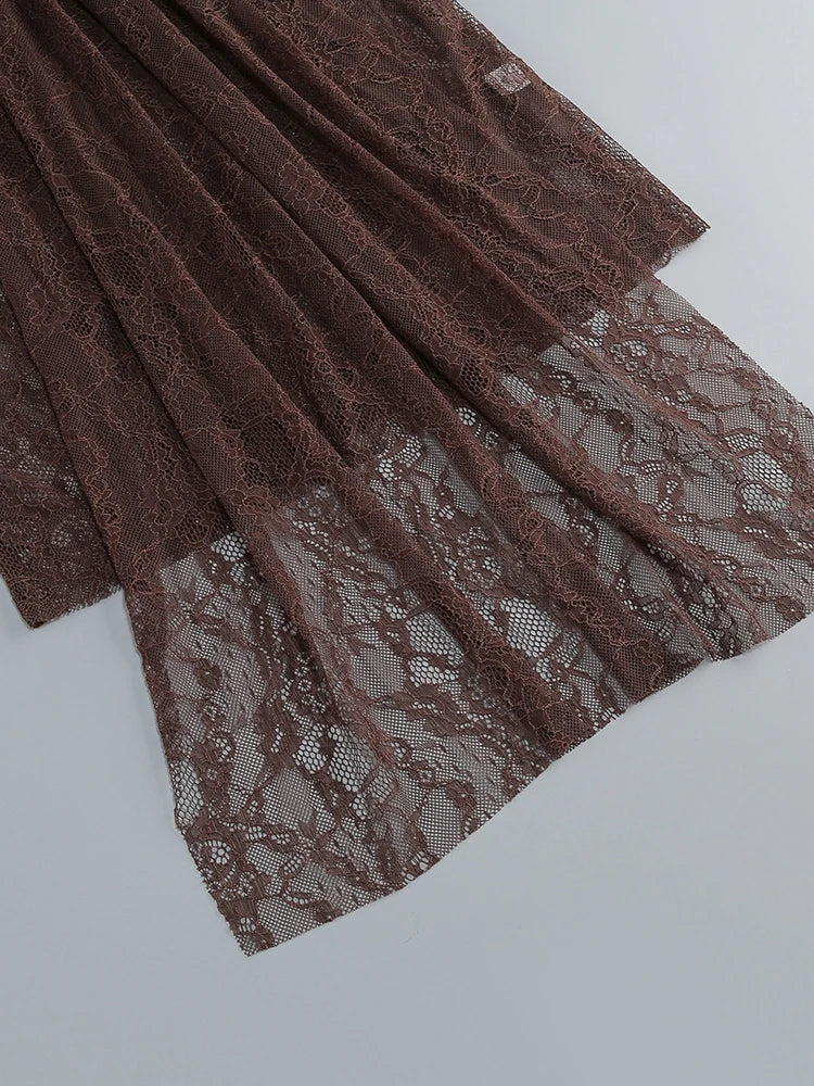 Regal Mesh Floral Lace Draped Dress
