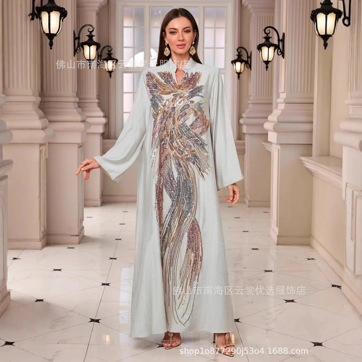 Elegant Net Beads Embroidered Abaya