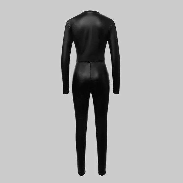 Stylish Zipper Collar Cool Jumpsuit