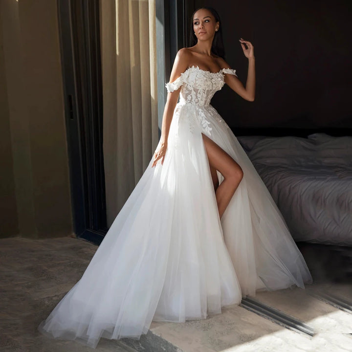 Stylish Side Slit Wedding Dress