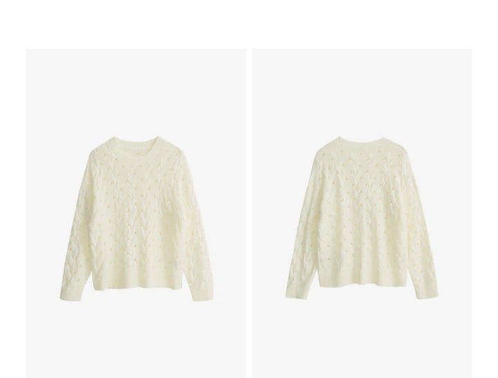 Hollow Out Knit Pullover Tops