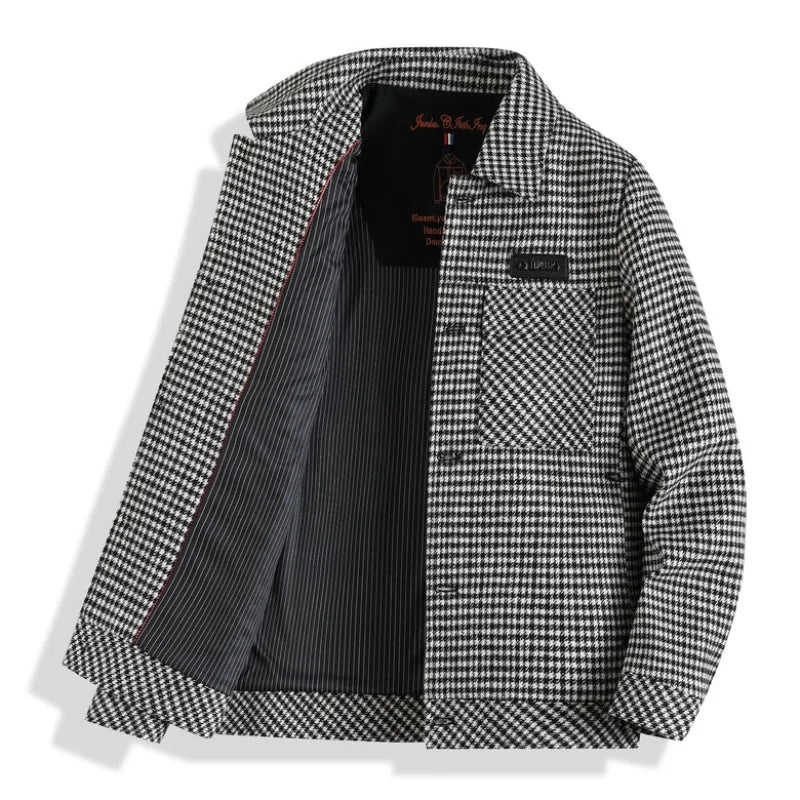 Classic Houndstooth Casual Short Coat
