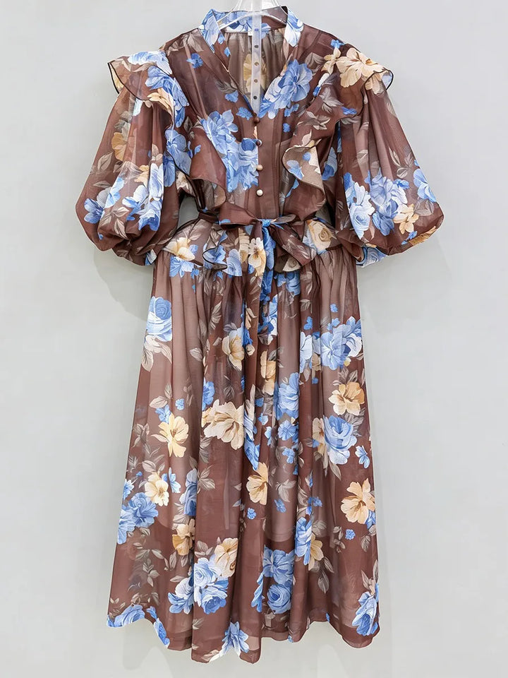Refined Spliced Ruffles Loose Dress