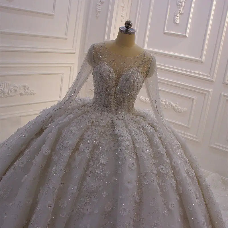 Elegant Classic Beaded Wedding Dress