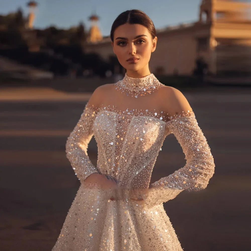 Stunning High Neck Wedding Gown