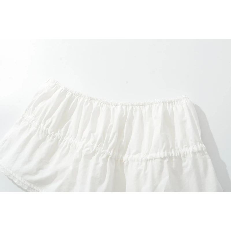 Sweet Bow Lace Trim Mini Skirt