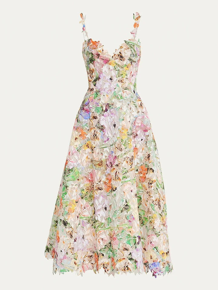 Elegant Floral Backless Dress