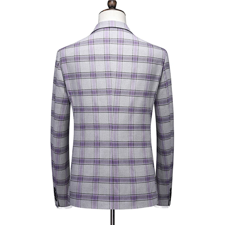 High-End Three-Piece Plaid Business Suit