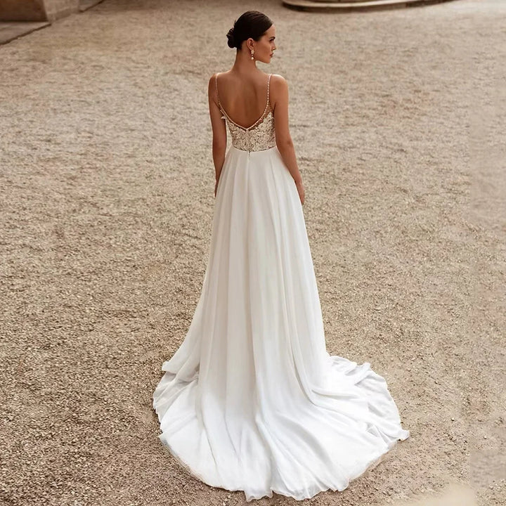 Breathtaking Chiffon Split Bridal Gown