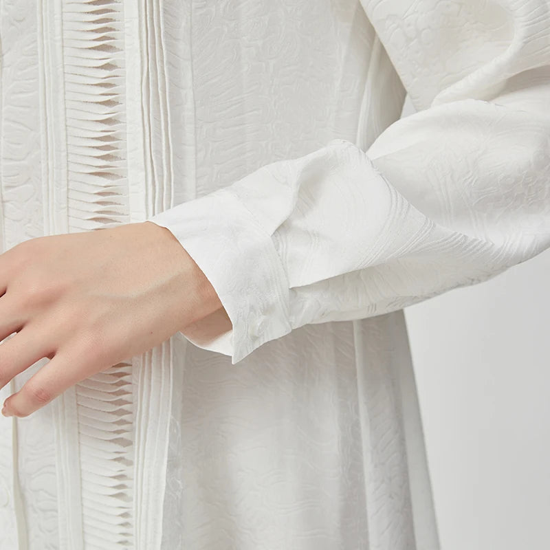 White Silk Polo-Neck Dress