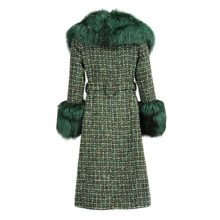 Luxury Big Real Fur Collar Trench Coat